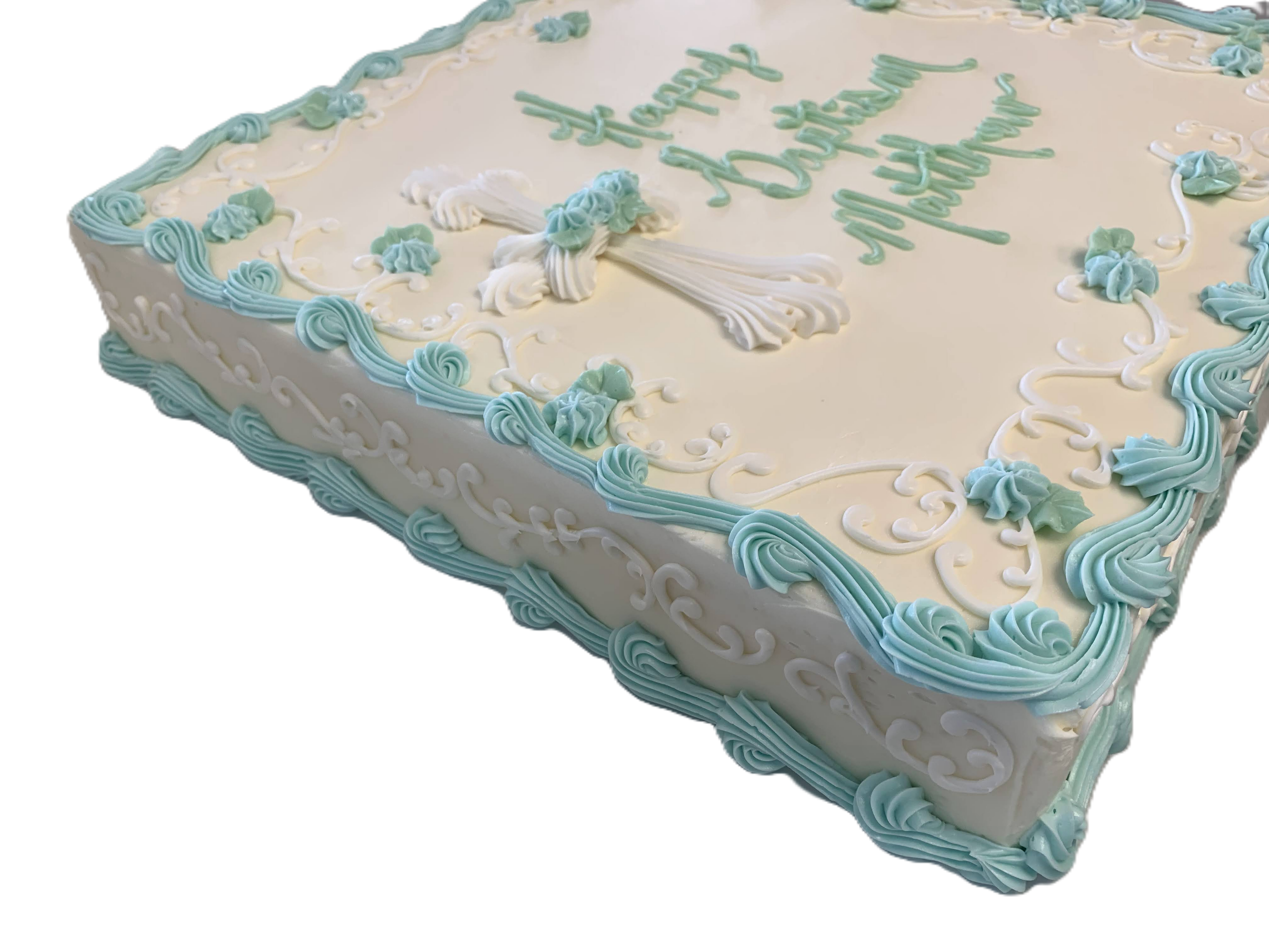 Christening/Baptism Sheet Cake with Cross