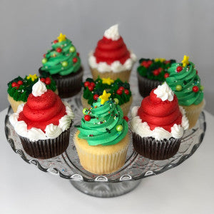 cupcakes with holiday decor