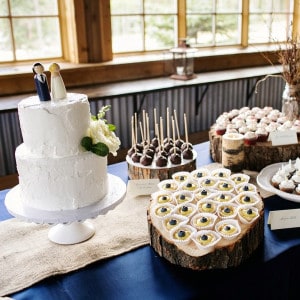 Dessert bar with 2 tier cake