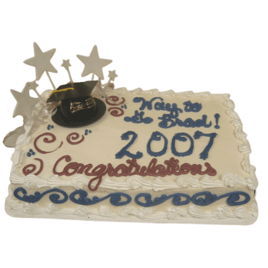 Sheet cake with cap and fondant stars