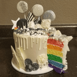 Rainbow Batter Drip Cake